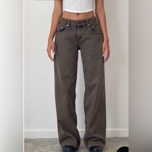 motel rocks low rise baggy jeans in dark sand